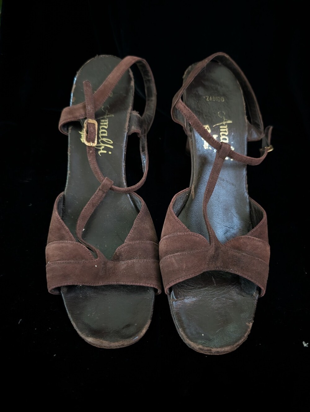 Vintage Brown Suede Women's Strappy Sandals